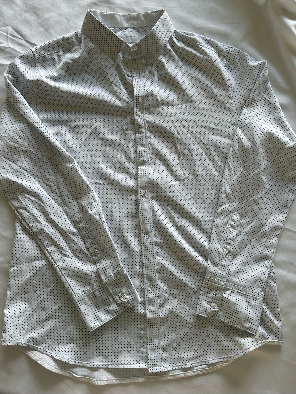 Men's White Micro-Print Dress Shirt